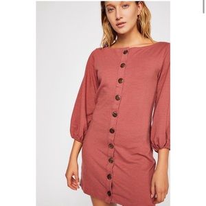 Free People Beach Puff Sleeve Button Up Mini Dress